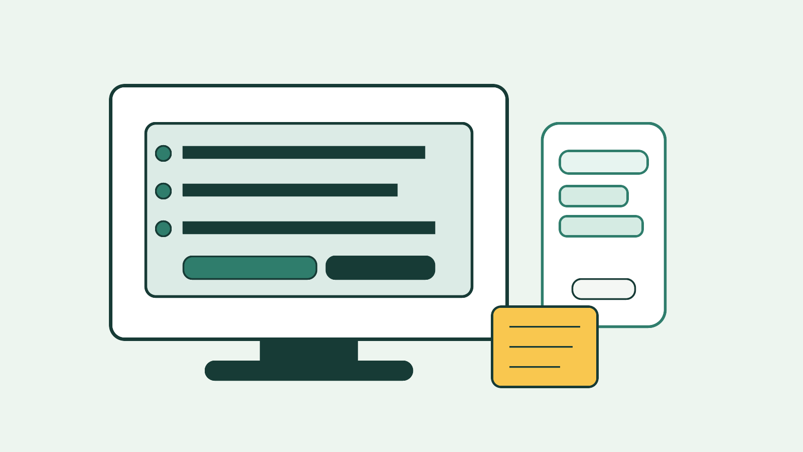 Illustration of a tidy desk used for checking official product information